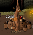 Big Root attacking a Big Chocolate Slime.